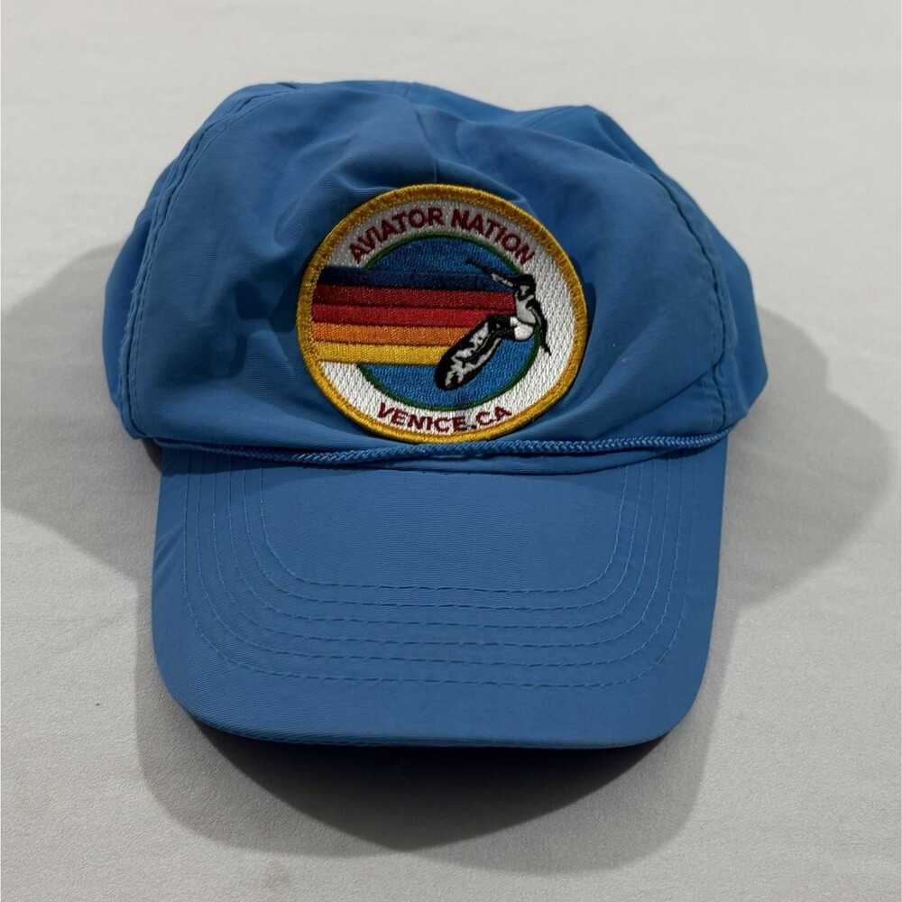 Aviator Nation Blue Vtg Nylon Signature Mill Valley Trucker Hat Adjustable Cap